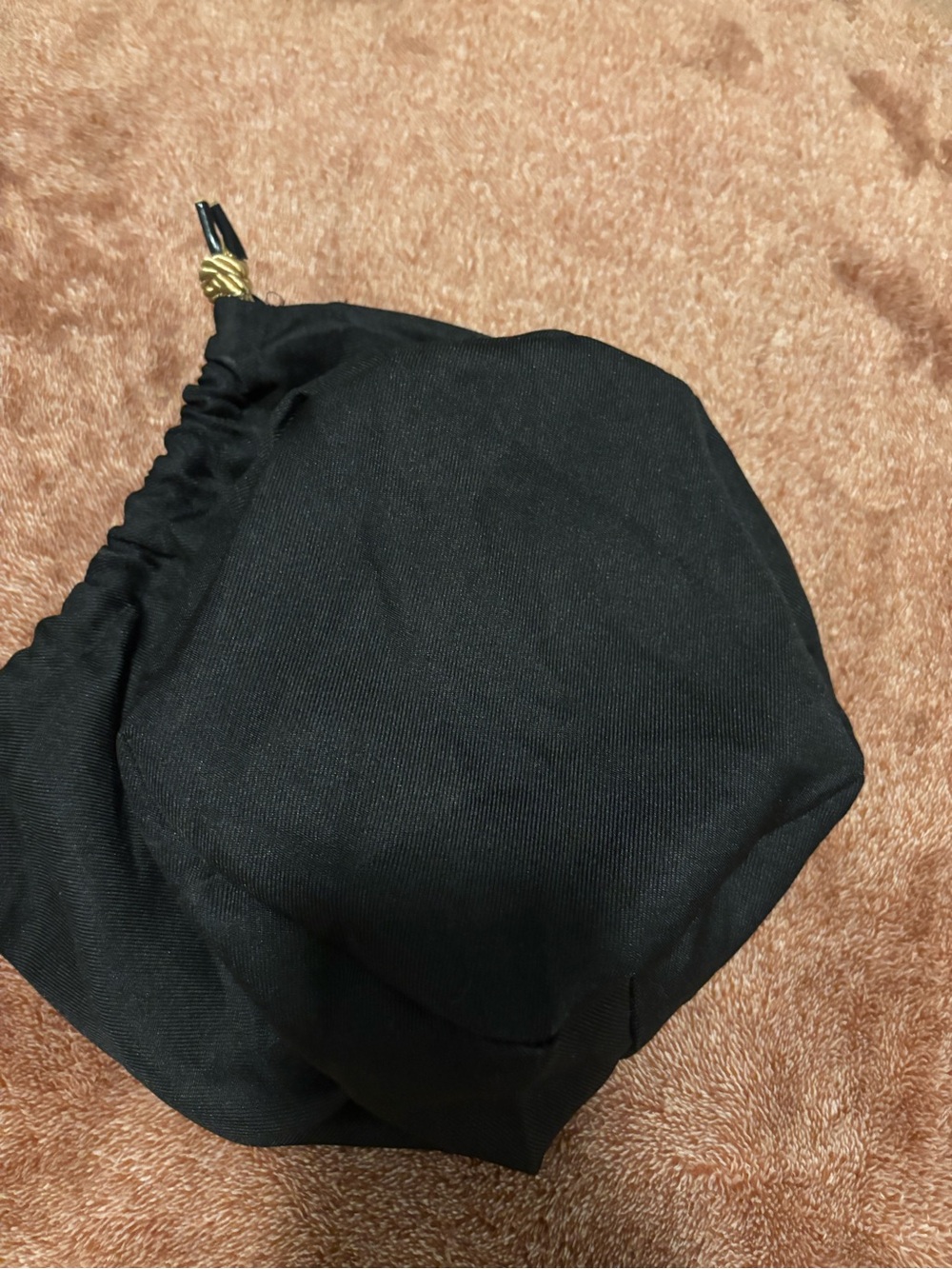 Black Drawstring Money Bag with Gold Rope - Picture 3 of 3